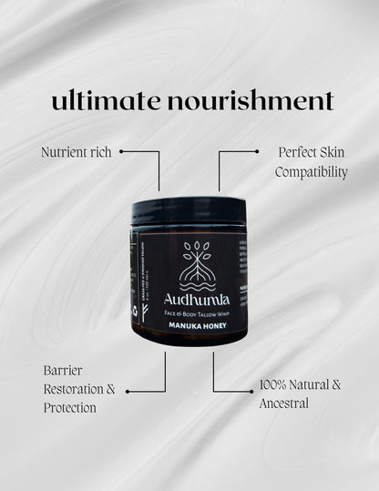 Manuka Honey - Face & Body Tallow Whip 4 oz