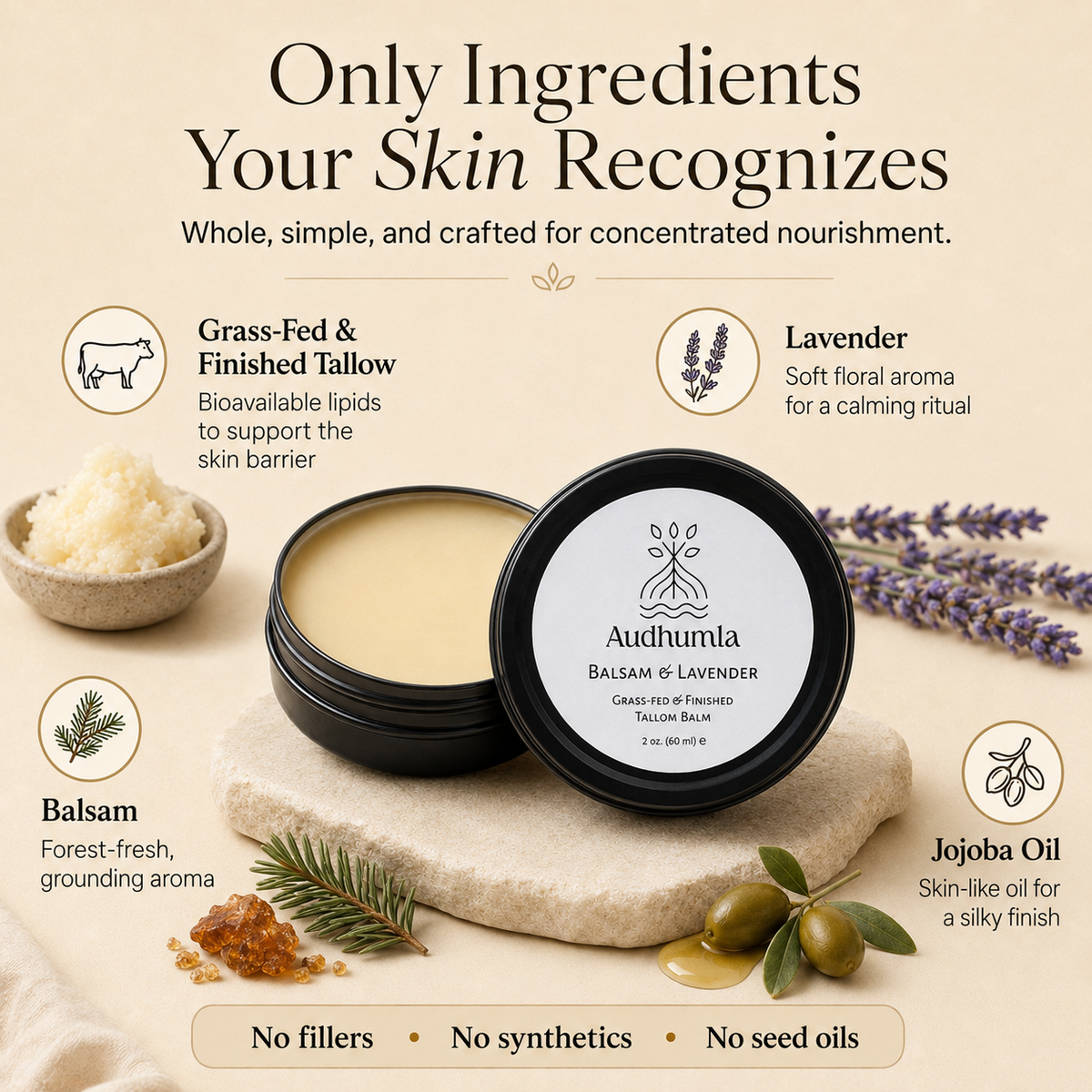 Only whole ingredients your skin recognizes 