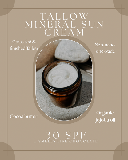 SPF 30 Mineral Sun Cream - Face & Body Tallow Whip 4 oz