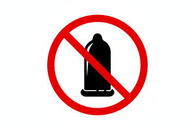 create a circular icon that shows NO condoms similar to a non-smoking sign and match the style of the previous image